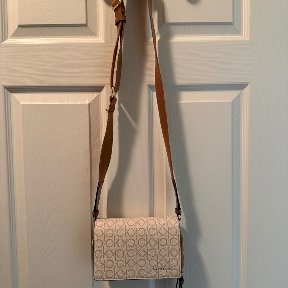 Calvin Klein Beige and Brown Crossbody Bag